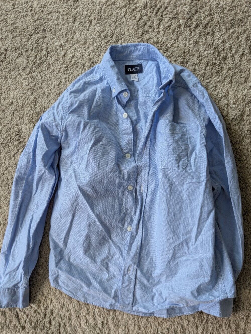 Children's Place light blue button-down long sleeve shirt size 10-12 boys